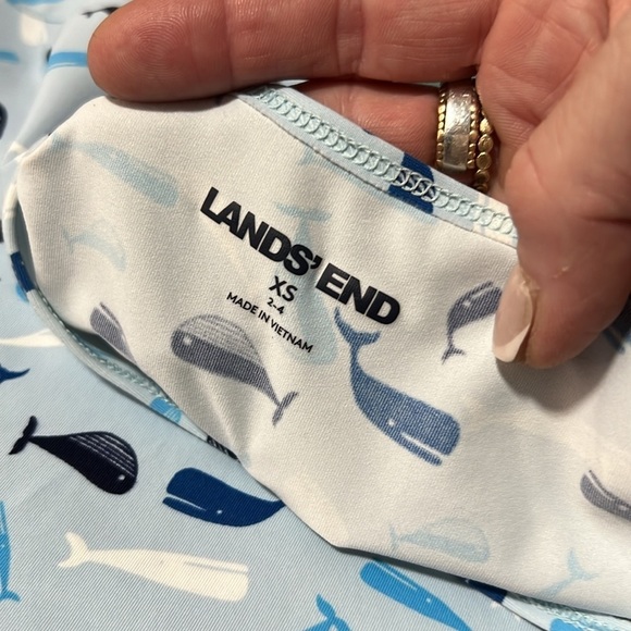Lands' End Blue Whale Print Long Sleeve Swim Rash Guard Size S(2/4) - Picture 7 of 10